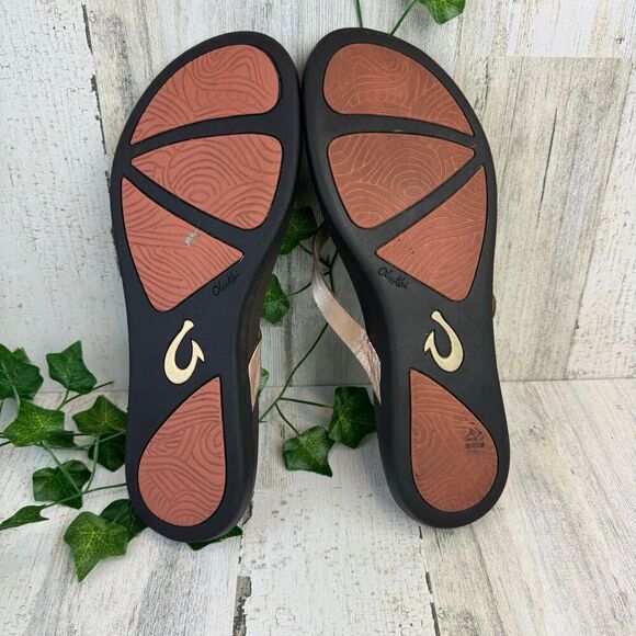 OluKai Ho'opio Leather thong sandals size W11 - Picture 5 of 7